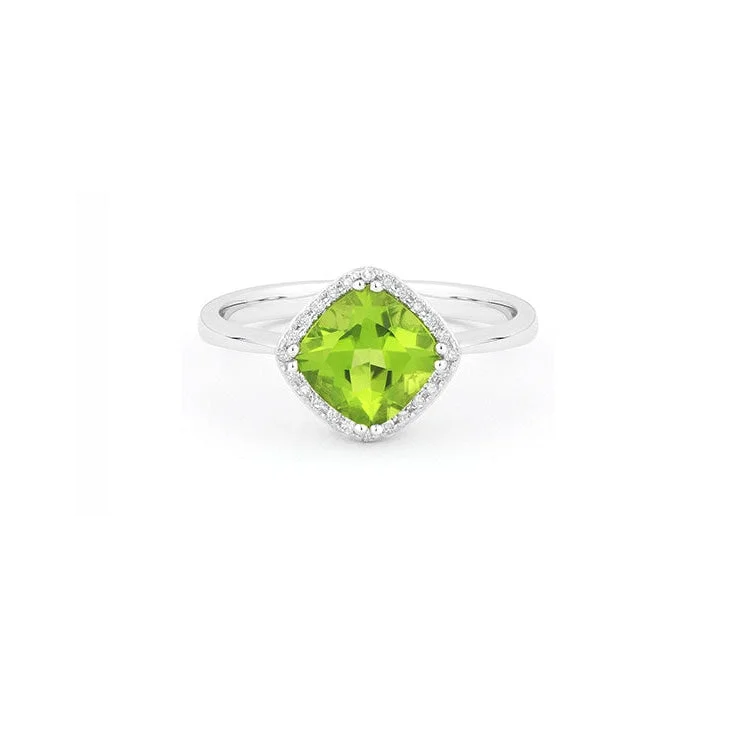 stylish jewelry for wedding guests -LaViano Fashion 14K White Gold Peridot and Diamond Ring