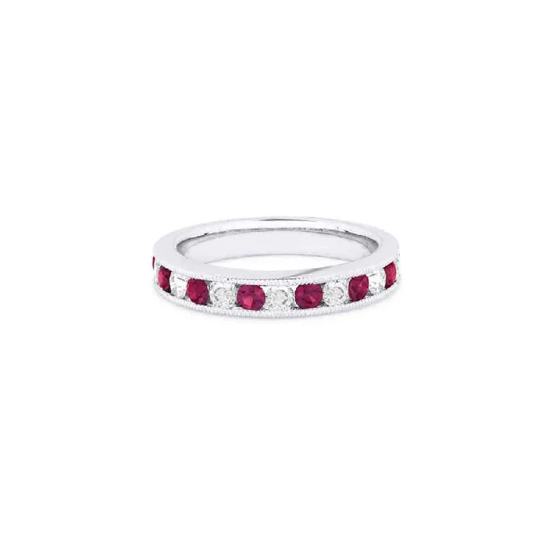 chic pearl jewelry for women’s outfits -LaViano Fashion 14K White Gold Ruby and Diamond Ring