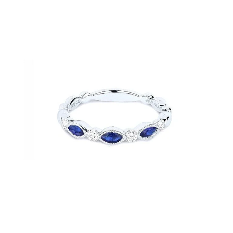 custom-made jewelry for women -LaViano Fashion 14K White Gold Sapphire and Diamond Eternity Wedding Band