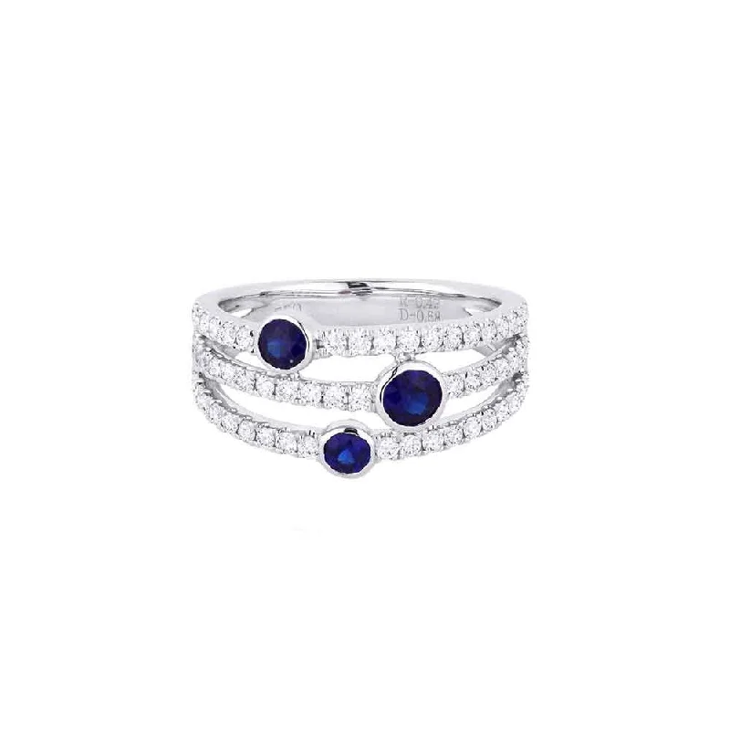 high-end jewelry sets for weddings -LaViano Fashion 14K White Gold Sapphire and Diamond Ring