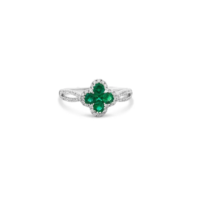 best silver necklaces for women -LaViano Fashion 18K White Gold Emerald Diamond Ring