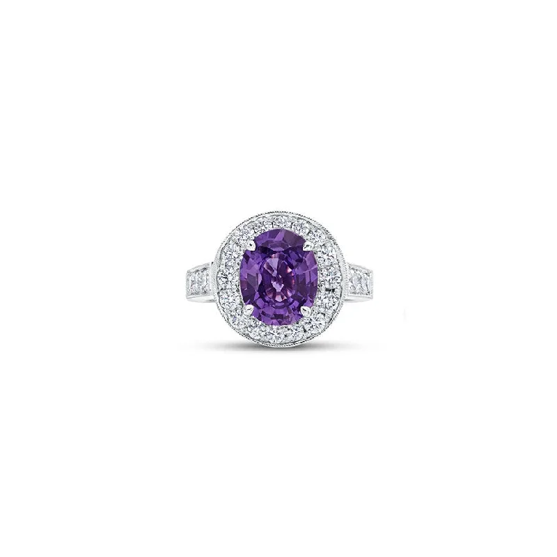 stylish charm bracelets for women -LaViano Bespoke Platinum Purple Sapphire and Diamond Ring