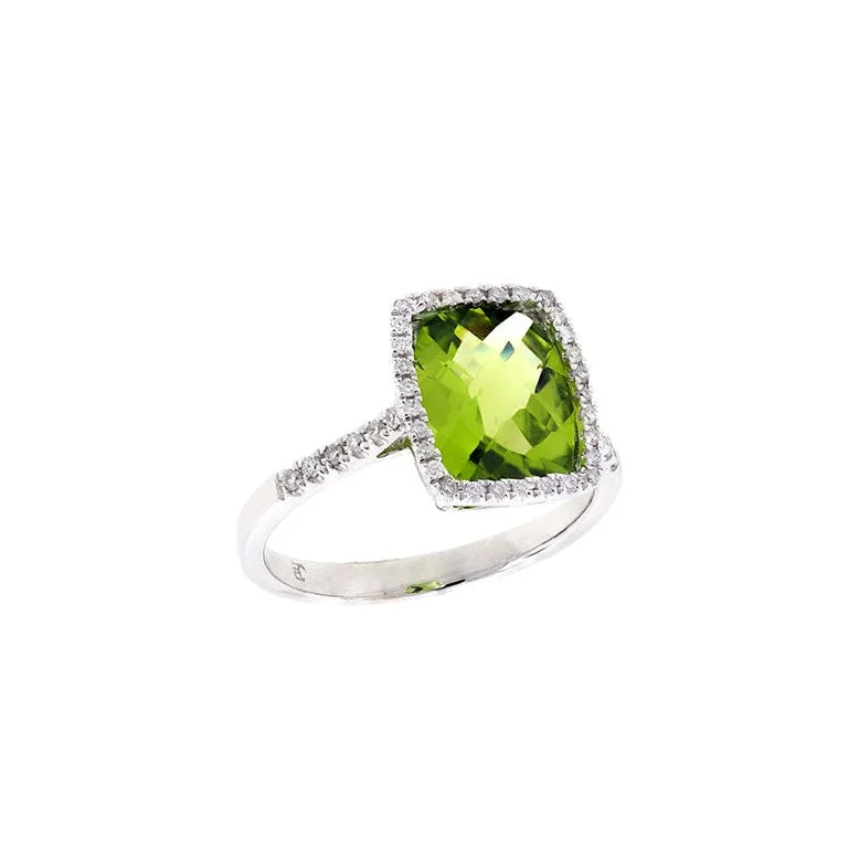 best silver bangles for women -Pe Jay Creations 14K White Gold Peridot and Diamond Ring