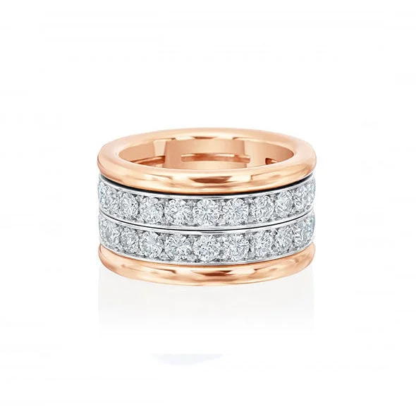 best wedding rings for women -Picchiotti 3.31 Carat 18K Rose Gold Wide Diamond Eternity Band