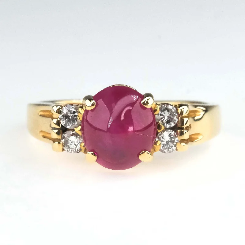 personalized gemstone jewelry for gifts -Ruby & Diamond Accented Gemstone Ring Size 6 in 14K Yellow Gold