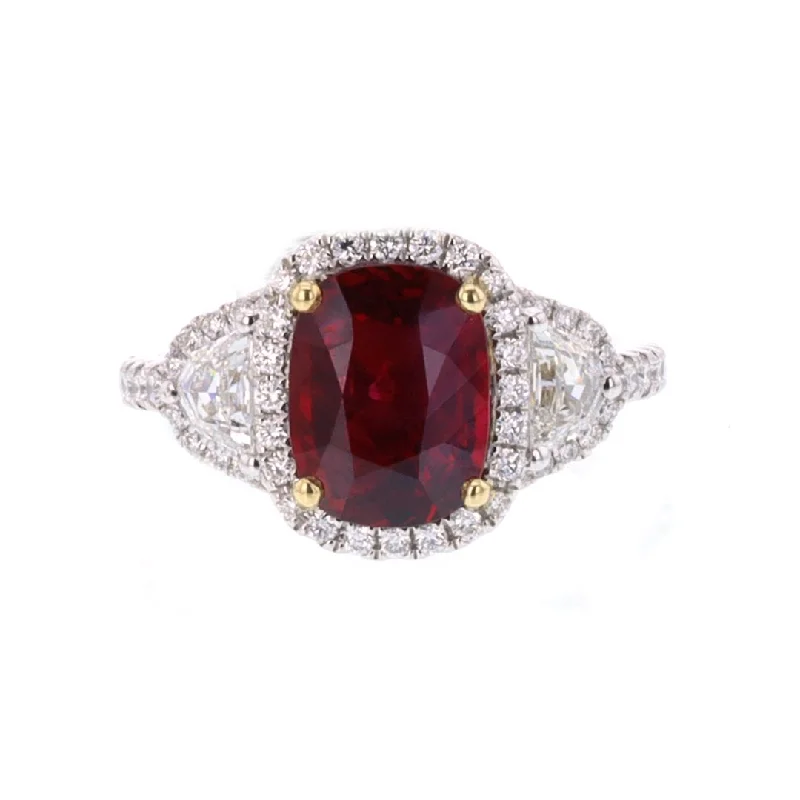 trendy necklaces for women’s outfits -Ruby & Diamond Halo Ring