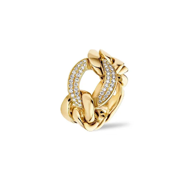 best jewelry for elegant events -Tirisi Amsterdam Grumetta 18K Yellow Gold Diamond Chain Ring