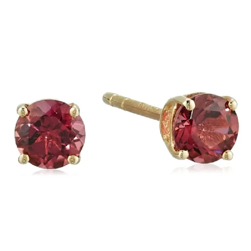 best wedding rings for women -10k Yellow Gold Genuine Pink Tourmaline Topaz 4mm Round Stud Earrings