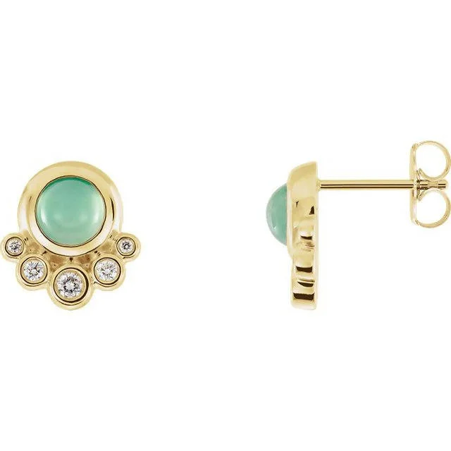 best rings for women’s fashion -14k Gold Chrysoprase and Diamond Earrings