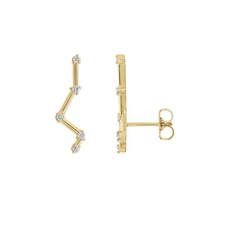 trendy bracelets for women’s outfits -14k Gold Diamond Constellation Ear Climbers