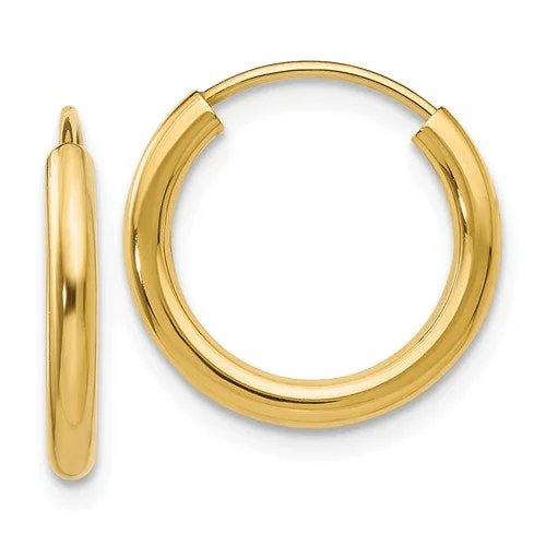 luxury rings for women’s events -14k Gold 2mm wide 12mm Endless Hoop Earrings