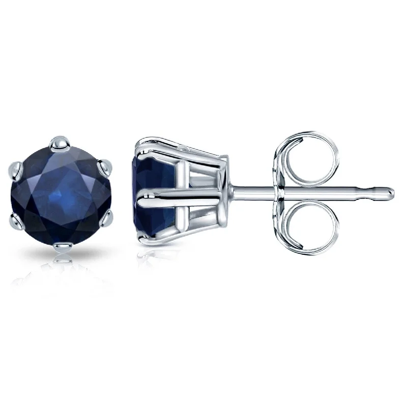 affordable engagement rings for women -Auriya 14k Gold Round Sapphire Solitaire Stud Earrings 1 1/2ct TGW 6-Prong