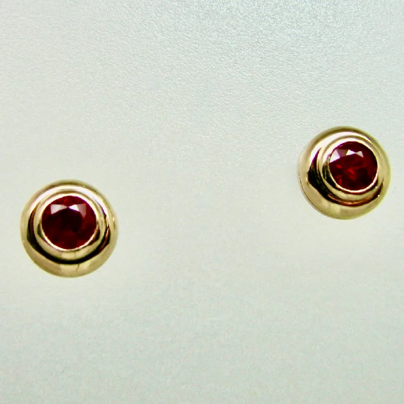 elegant bracelets for women’s parties -Bezel Set Ruby Stud Earrings