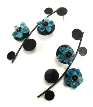 elegant cocktail rings for women -BLUE FLOWERS. Earrings