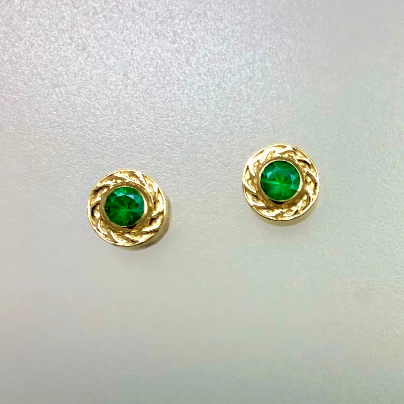 elegant diamond bracelets for special events -Celtic Emerald Stud Earrings