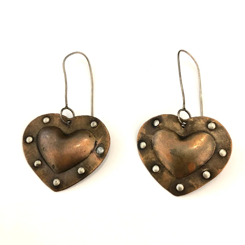 trendy necklaces for women’s outfits -Copper Fearless Heart Earrings