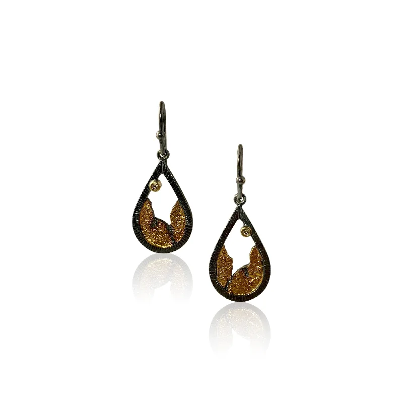 trendy earrings for women’s daily wear -Terra Droplet Earring-Oxidized