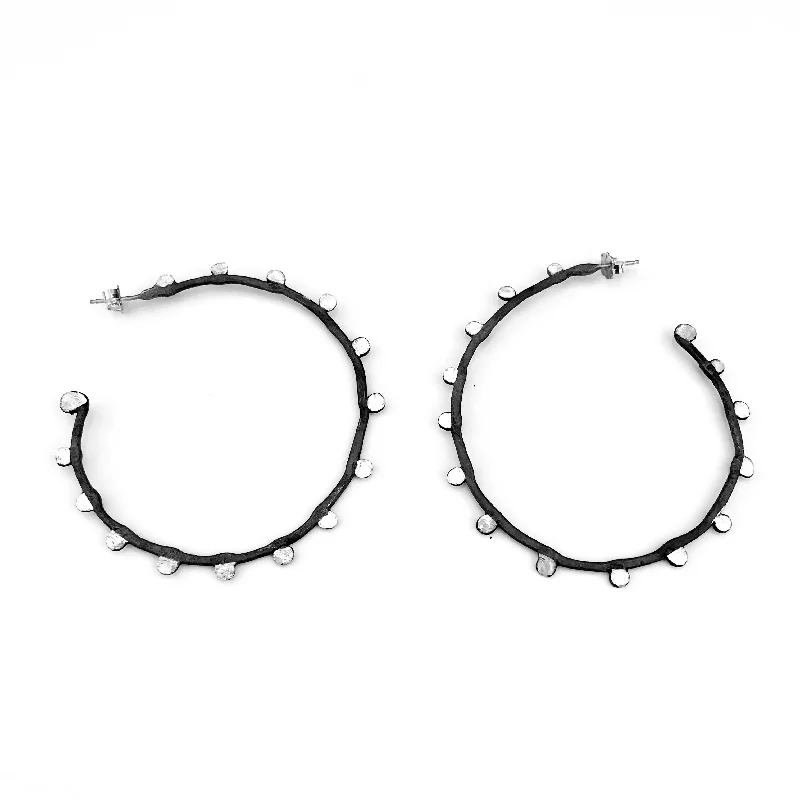 unique silver jewelry for special occasions -Tread Hoops Earrings Large 2"