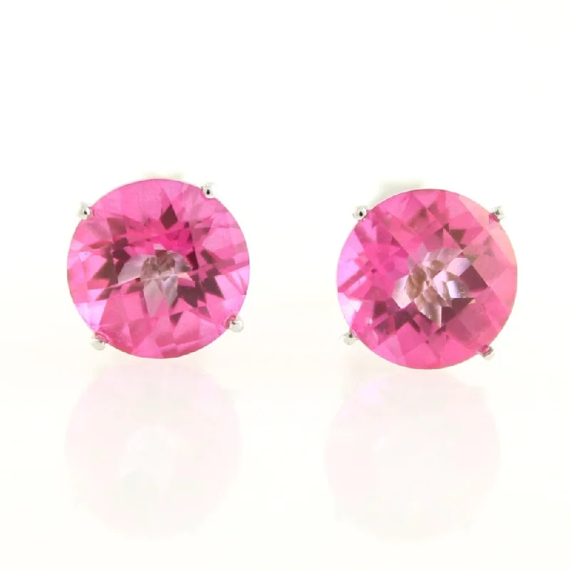 luxury bracelets for women’s formal wear -Sterling Silver 4.38ctw Pink Topaz Studs Earring 0.31"L