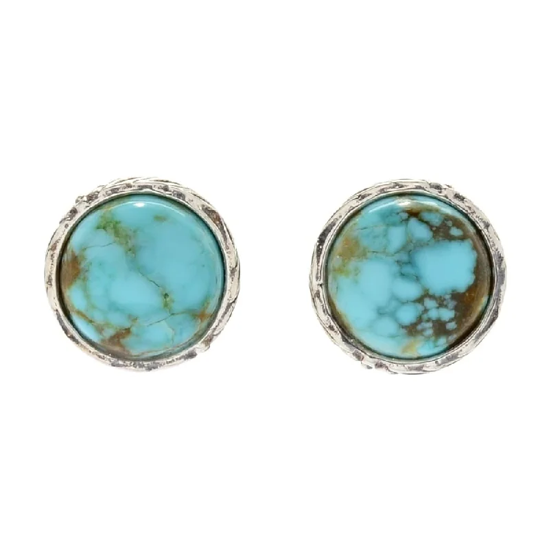 luxury necklaces for women’s evening wear -Sterling Silver Round #8 Turquoise Stud Earrings