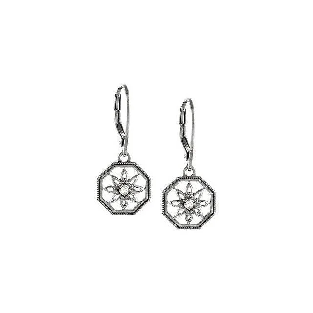 elegant silver jewelry for women -Vintage Inspired .04 CTW Diamond Lever Back Earrings