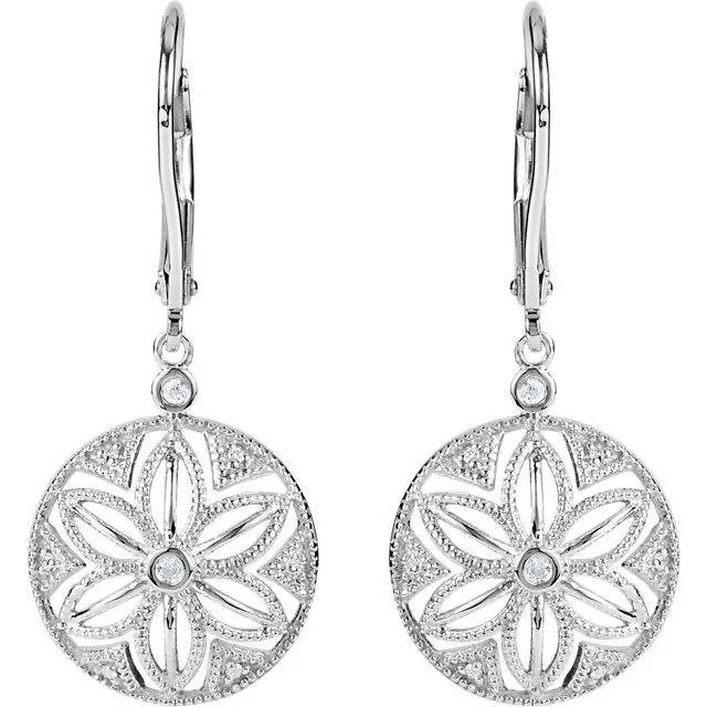 best jewelry sets for special occasions -Vintage Inspired Sterling Silver .08 CTW Diamond Earrings