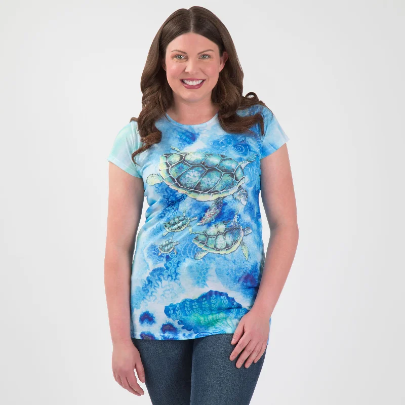 comfortable women’s sweaters for fall -Diving Turtles Sublimation Tee