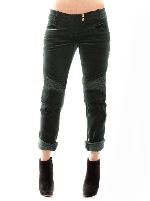 fashion-forward women’s blazers for work -Balmain Green Velvet Pants