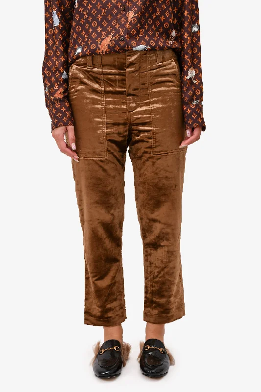 boho-chic women’s clothing for summer -Brunello Cucinelli Brown Velvet Straight Leg Pants Size 4