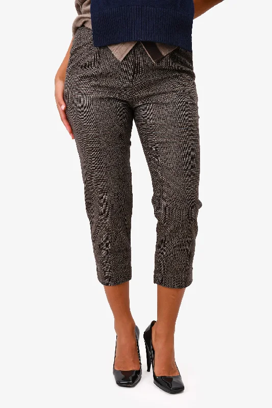 affordable plus-size clothing for women -Brunello Cucinelli Brown Wool/Cashmere Houndstooth Pants Size 36