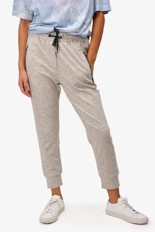 women’s clothing for casual outings -Brunello Cucinelli Grey Joggers with Beaded Zip Detail Size 4 US