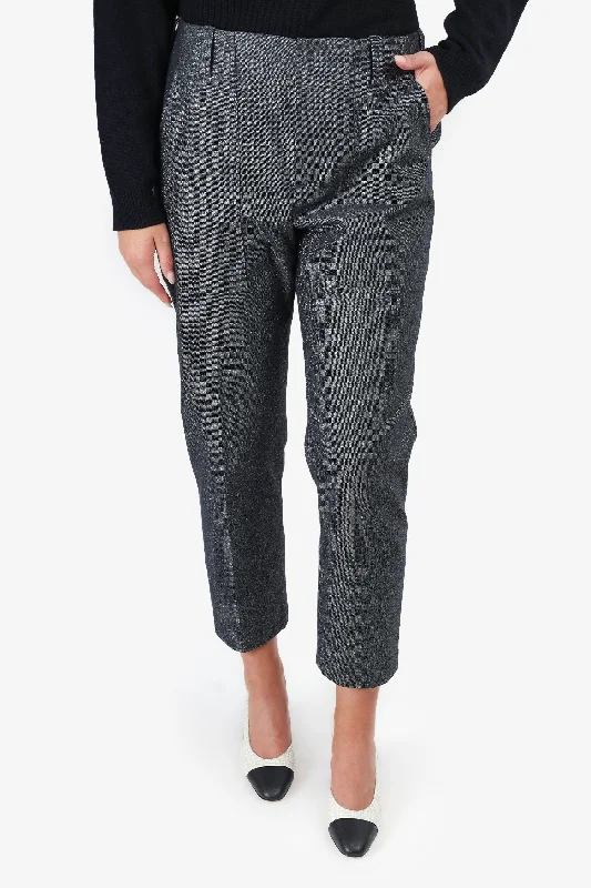 comfortable women’s clothing for lounging -Brunello Cucinelli Grey Metallic Trousers Size 8