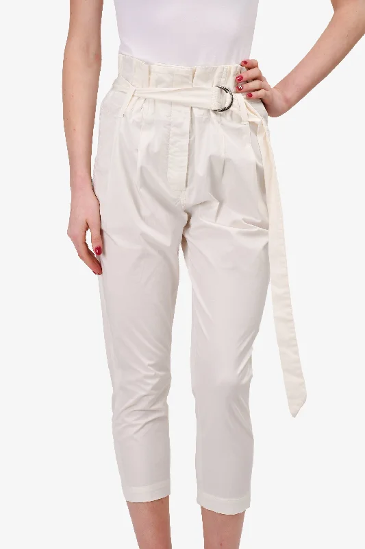 affordable women’s clothing online -Brunello Cucinelli White Belted Capri Pants Size 6