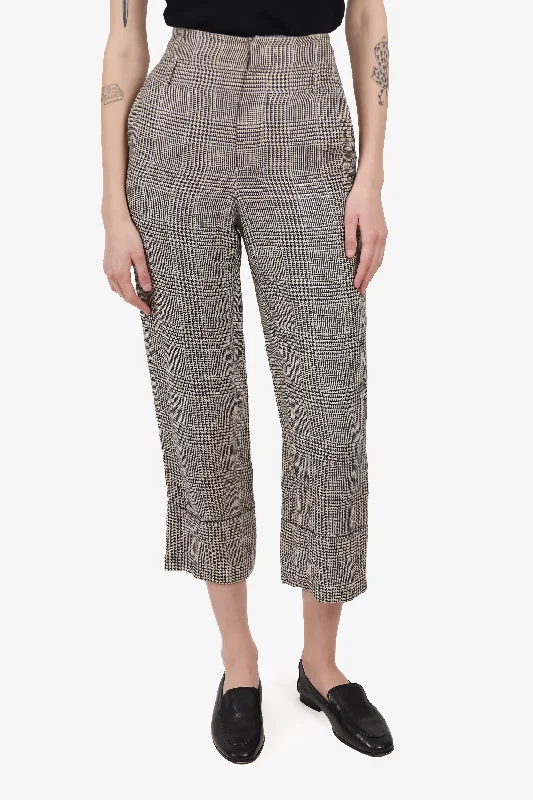 trendy women’s fashion for everyday wear -Brunello Cucinelli White/Blue Plaid Wide Leg Pants Size 2