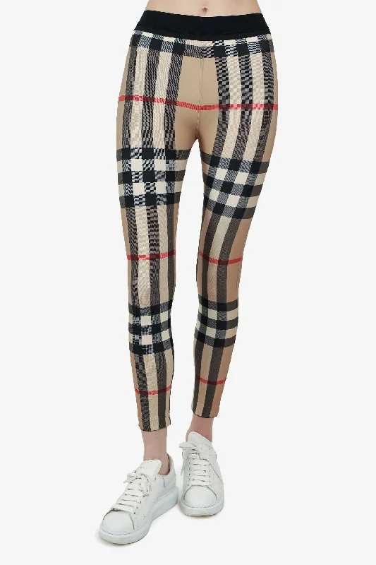 casual clothing for women’s weekend wardrobe -Burberry Kids Beige Check Leggings size 12Y