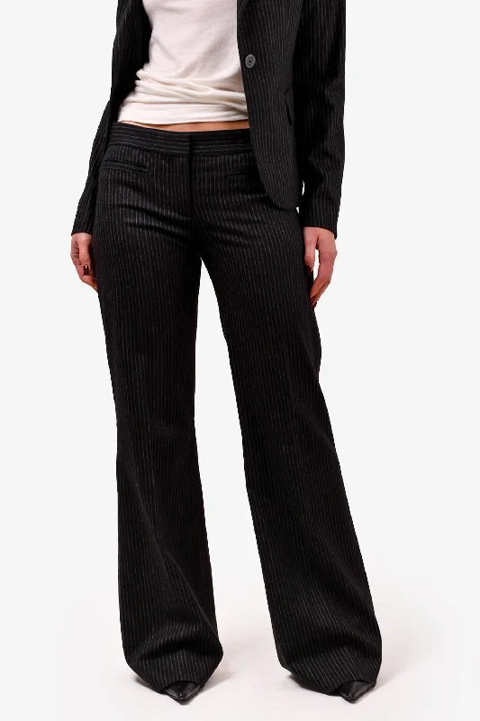 comfortable women’s sweaters for fall -Burberry London Navy Wool Pinstripe Wide Leg Trousers Size 8