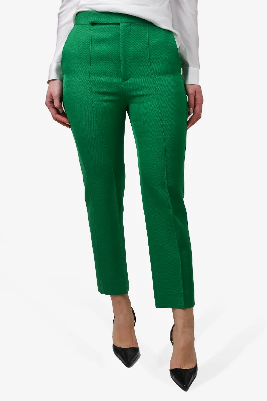 comfortable women’s shirts for everyday wear -Celine Green Wool Straight Leg Trousers Size 34