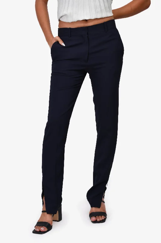 stylish jumpsuits for women’s formal wear -Celine Navy Blue High Waisted Trousers Size 38