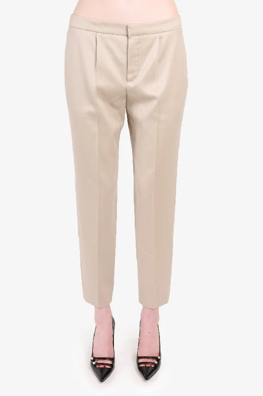 trendy dresses for women’s brunch dates -Chloe Beige Wool Long Pants Size 38