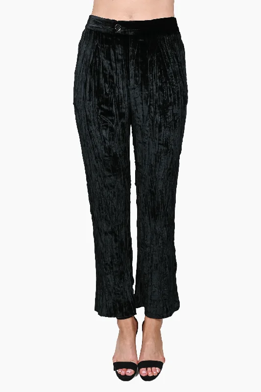 best women’s summer clothing outfits -Chloe Black Crushed Velvet Trousers Size 38