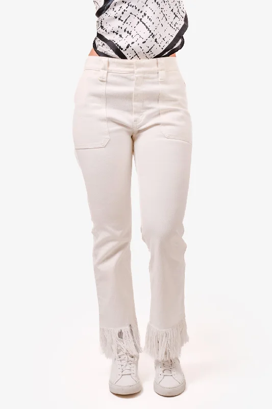 casual clothes for women’s weekend style -Chloe White Fringe Jeans Size 40