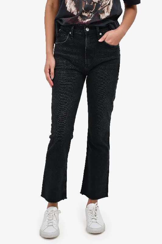 trendy women’s clothing for work meetings -Citizens of Humanity Black Denim 'Isola' Straight Leg Jeans Size 24