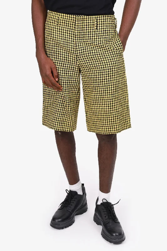 fashionable women’s coats for winter -Comme des Garcons Yellow/Black Houndstooth Wool Shorts Size Medium Mens