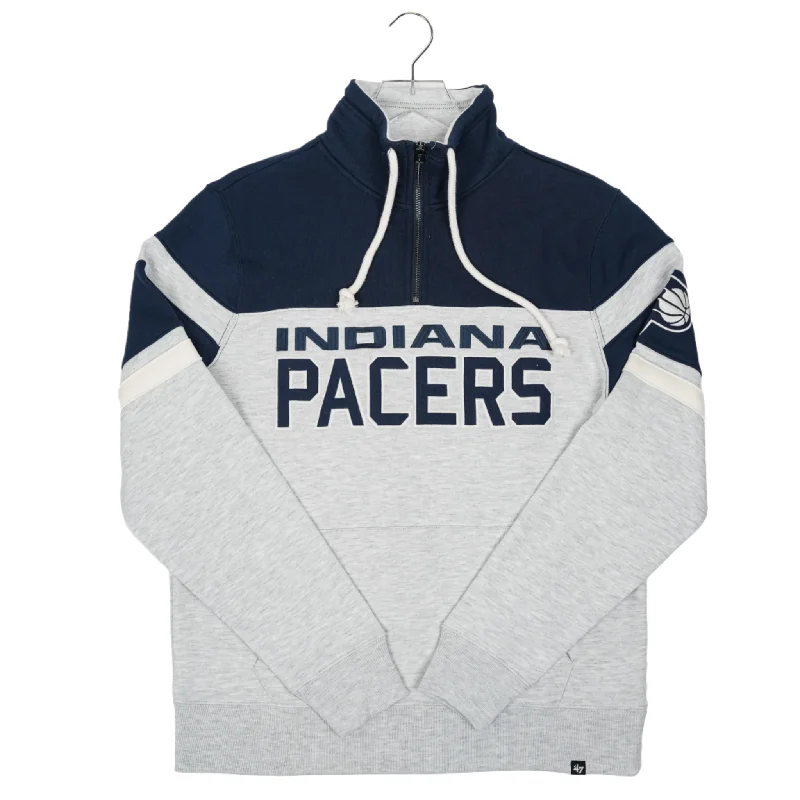 fashionable tops for women’s casual style -Adult Indiana Pacer Amp Bay Ridge 1/4 Zip Fleece Sweatshirt in Grey by '47