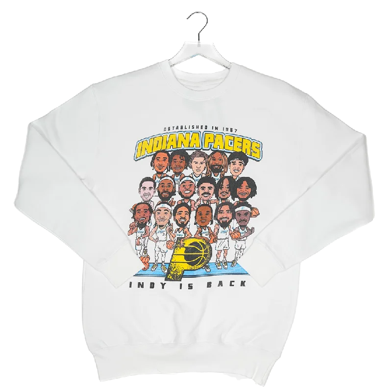 cozy women’s sweaters for cool weather -Adult Indiana Pacers 24-25' CITY EDITION Team Caricature Crewneck Sweatshirt in White by Item Of The Game