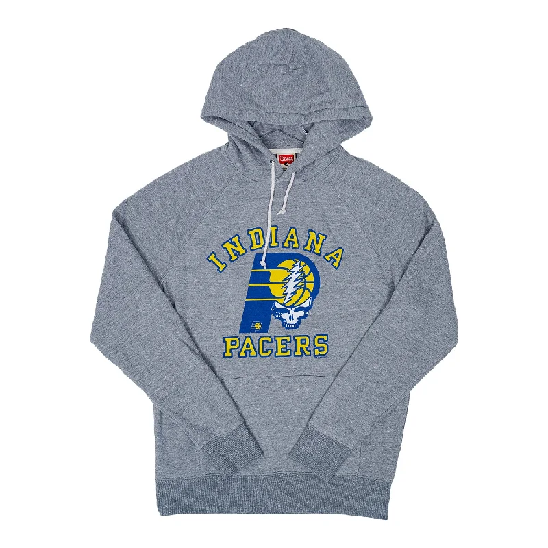 comfortable women’s clothing for lounging -Adult Indiana Pacers Grateful Dead Hooded Sweatshirt in Grey by Homage