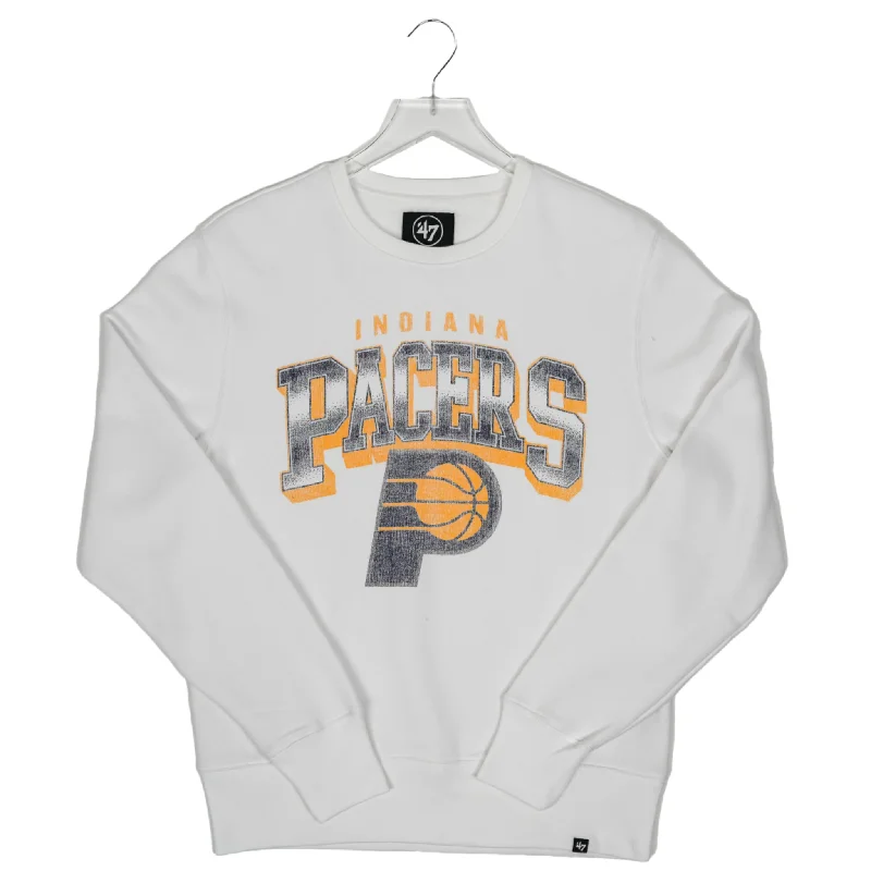 classic women’s cardigans for winter -Adult Indiana Pacers Spotlight Headline Crewneck Sweatshirt in White by 47