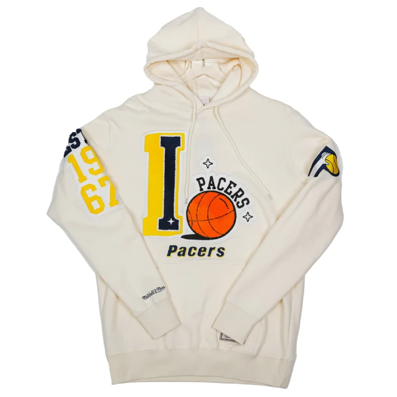 boho-chic women’s clothing for summer -Adult Indiana Pacers Swagger Hooded Sweatshirt in Natural by Mitchell and Ness