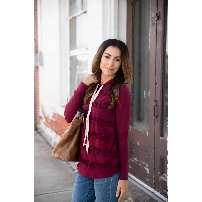 best women’s tops for casual outfits -Ruffled Hoodie