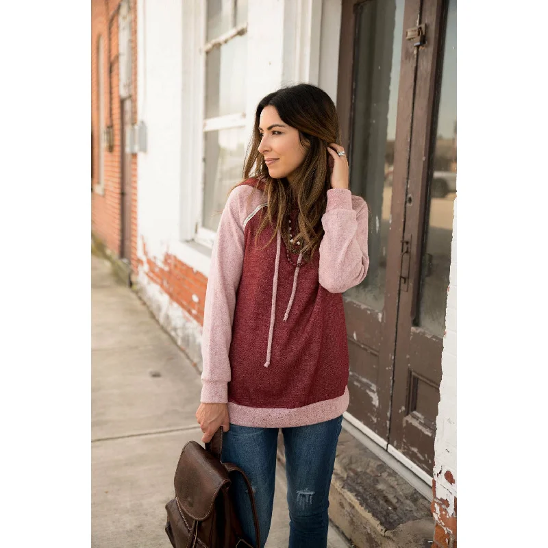 stylish tops for women’s office fashion -Two Toned Hoodie